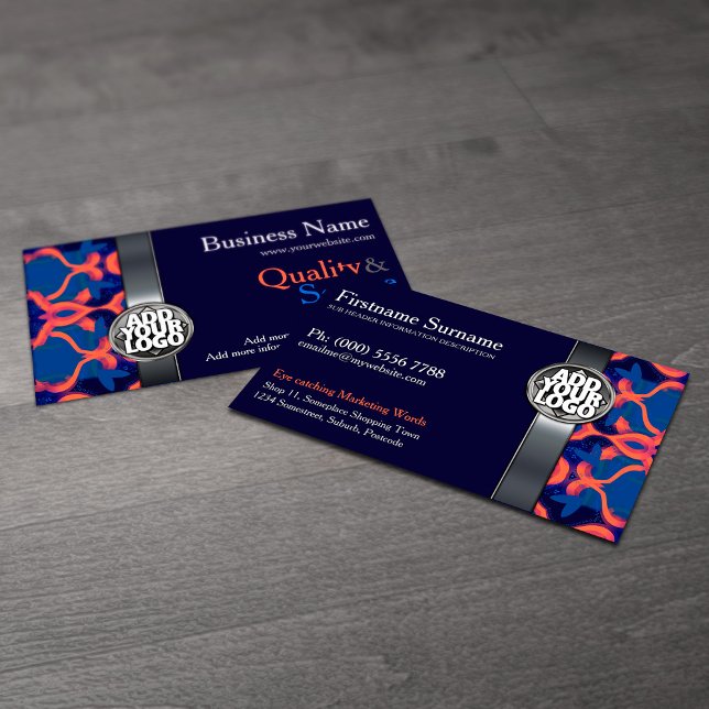Blue + Orange  w/ Logo Business Cards Visitkort (Skapare uppladdad)