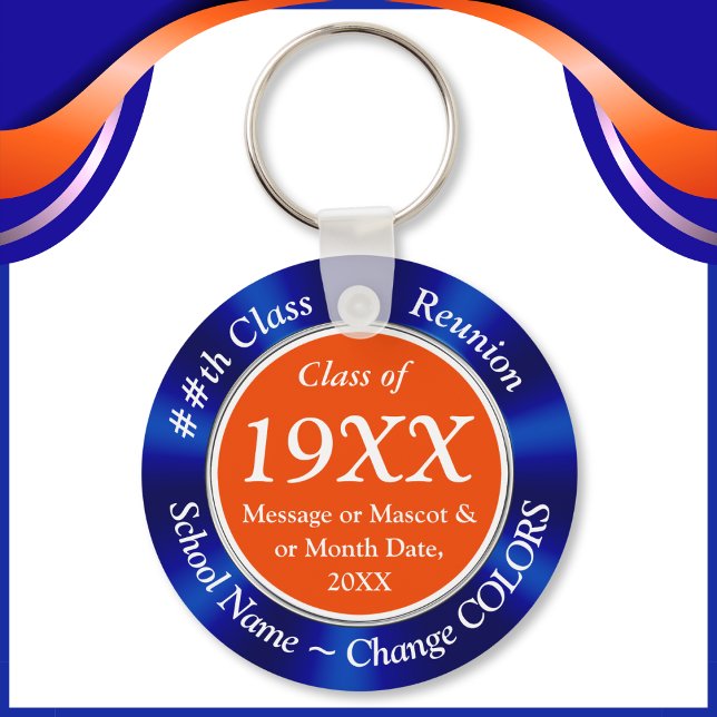 Blue, Orange, White, Class Reunion Party favors, Nyckelring (Blue Orange, Class Reunion Favors. High School Reunion Souvenirs. 50 year, 40 year, 25 year reunion.)