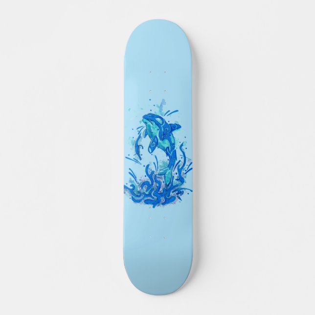 Blue Orca Design Mini Skateboard Bräda 18,5 Cm (Framsida)
