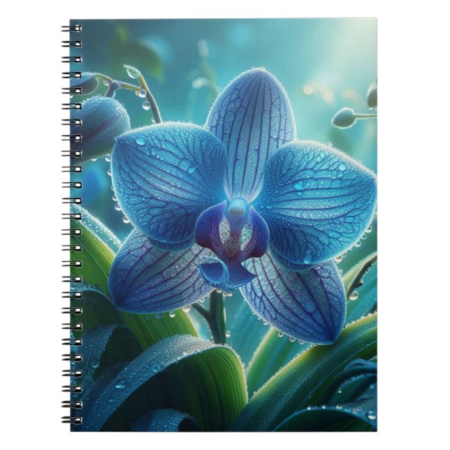 Blue Orchid-Blommigt Anteckningsbok (Framsidan)