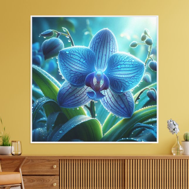 Blue Orchid-Blommigt Canvastryck (Insitu (Vardagsrum))