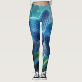 Blue Orchid-Blommigt Leggings
