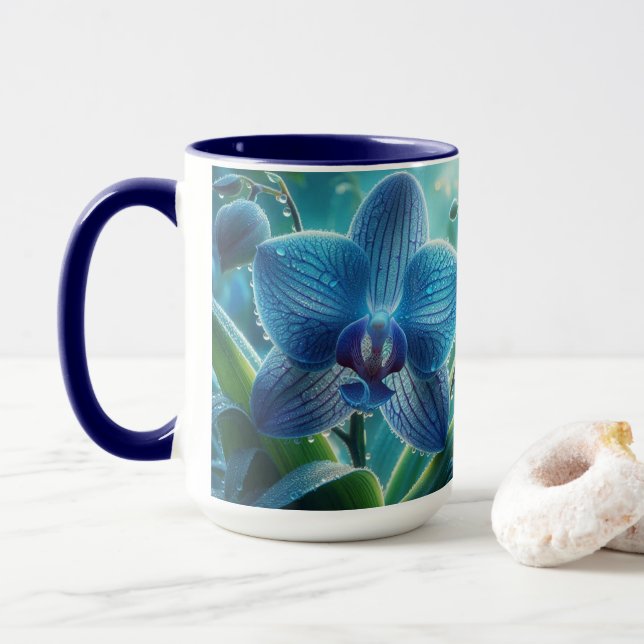 Blue Orchid-Blommigt Mugg (Med munk)