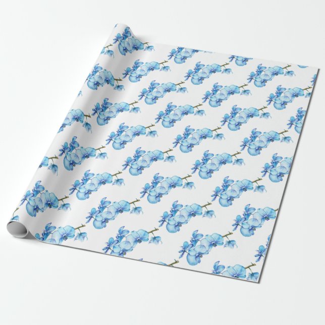 Blue Orchid Botanical Art Presentpapper (Utrullad)