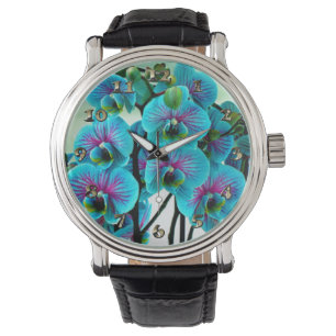 Blue Orchid Flower Bouquet Armbandsur