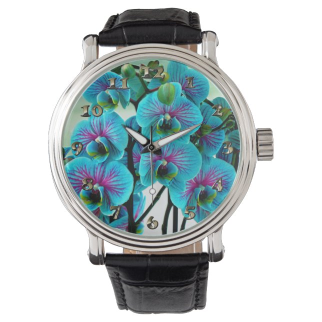 Blue Orchid Flower Bouquet Armbandsur (Framsida)