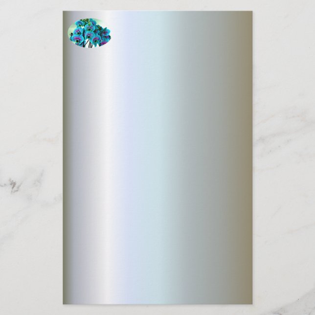 Blue Orchid Flower Bouquet Brevpapper (Framsida)