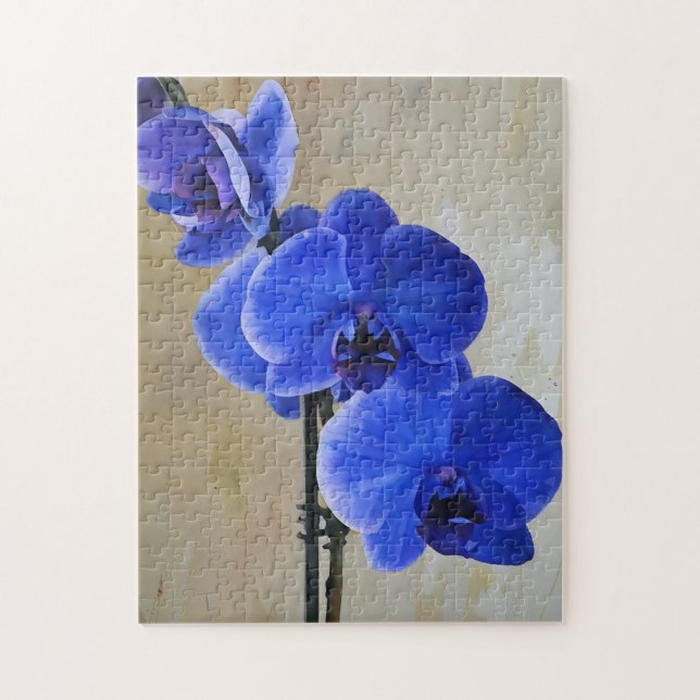 Blue Orchid Flowers Blommigt Puzzle Pussel (Vertikal)