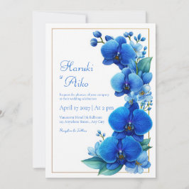 Blue Orchid Gold Geometric Wedding Inbjudningar