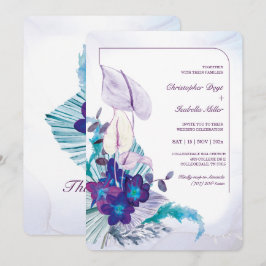 Blue Orchid och Calla Lily Bröllop Inbjudningar