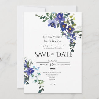Blue Orchid Save the Date Wedding Invitation Inbjudningar
