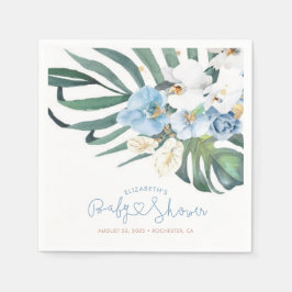 Blue Orchids och Handflatan Lövs Tropical Elegant Pappersservett