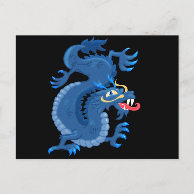 Blue Oriental Dragon Vykort (Framsida)