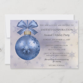 Blue Ornament Elegant Corporate Julfest Inbjudningar