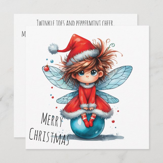 Blue Ornament Fairy – Holiday Card (Fram/baksida)