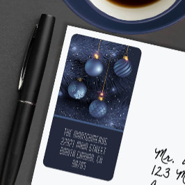 Blue Ornaments Return Address Adressetikett