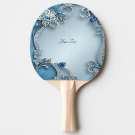 Blue Ornate Blommigt Ping Pong Paddle Pingisracket