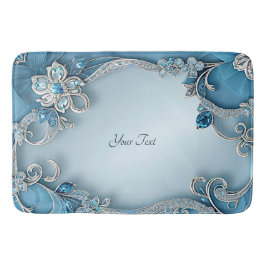 Blue Ornate Floral Bath Mat Badrumsmatta