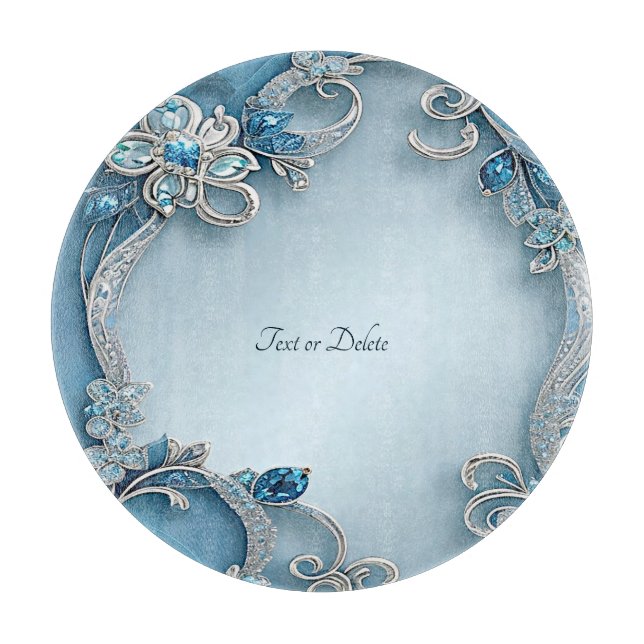 Blue Ornate Floral Cutting Board (Framsidan)