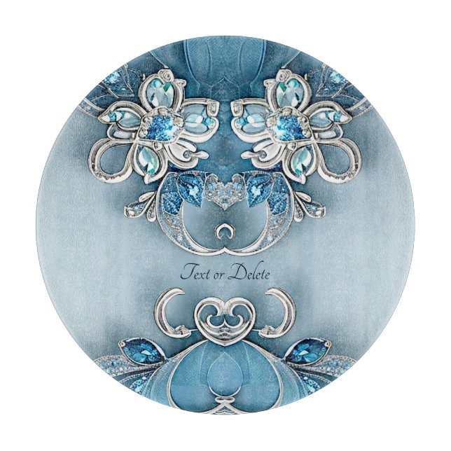 Blue Ornate Floral Cutting Board (Framsidan)