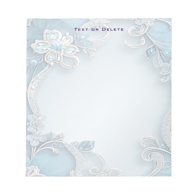 Blue Ornate Floral Notepad Anteckningsblock (Framsida)