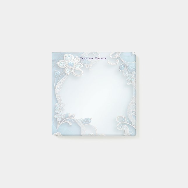 Blue Ornate Floral Post it Notes Post-it Block (Framsida)