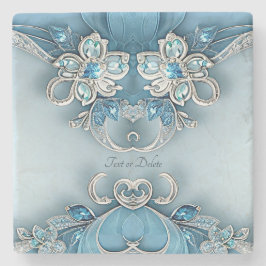 Blue Ornate Floral Stone Coaster Stenunderlägg
