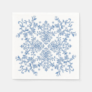 Blue Ornate Grace Victorian Boho Blommigt Bröllop Pappersservett