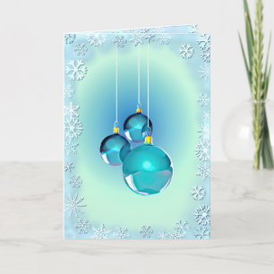 BLUE ORNATIONS & SNÖFLINGOR by SHARON SHARPE Helgkort