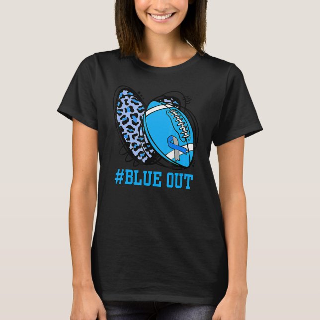 Blue Out Football Tackle Diabetes Warrior Heart Le T Shirt (Framsida)