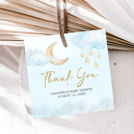 Blue Over the Moon Baby Shower Gåvor Etiketter