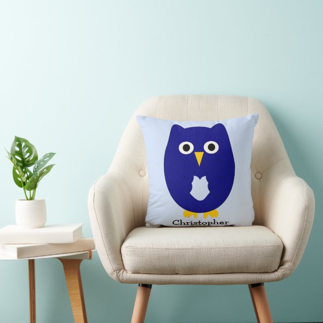 Blue Owl Design Any Colour Background Personalised Kudde (Stol)