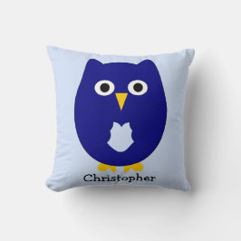 Blue Owl Design Any Colour Background Personalised Kudde