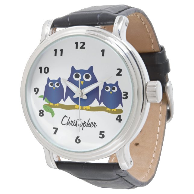 Blue Owl Design Personlig Armbandsur (Vinklad)