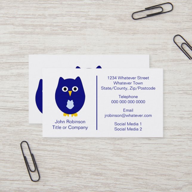Blue Owl Design Visitkort (Fram/Back In Situ)