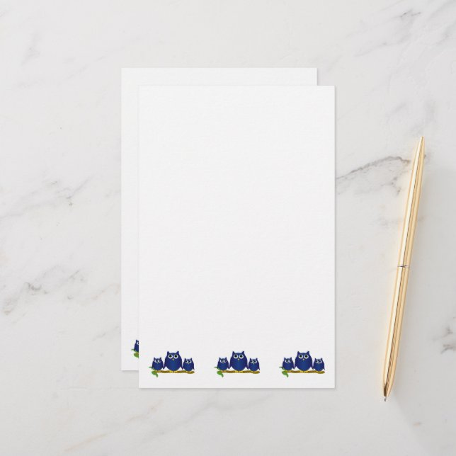 Blue Owls Design Brevpapper (Fram/Back In Situ)