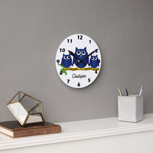 Blue Owls Design Personalised Rund Klocka (Kontor)