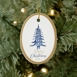 Blue Pagoda Julgran Ornament