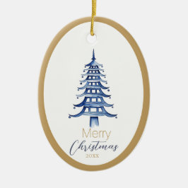 Blue Pagoda Julgran Ornament