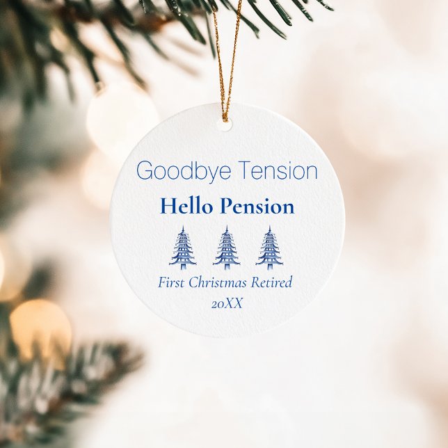 Blue Pagoda Julgranar Pension 1-Photo Julgransprydnad Keramik (Blue Pagoda Christmas Trees Retirement 1-Photo Ceramic Ornament)