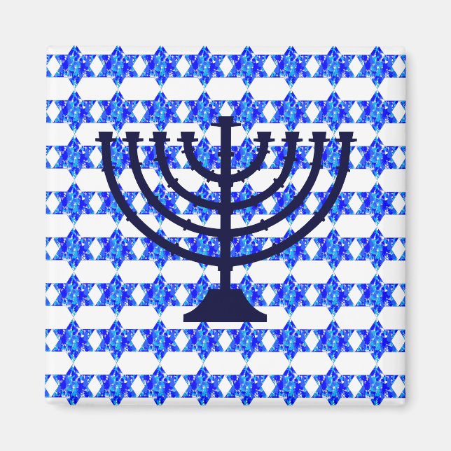 Blue Paint Splatter Jewish Star Magnet (Framsidan)