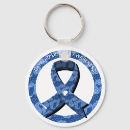 Blue Paisley Awareness Heart Nyckelring