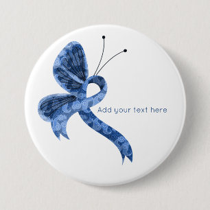 Blue Paisley Awareness Ribbon Butterfly Butterfly Knapp