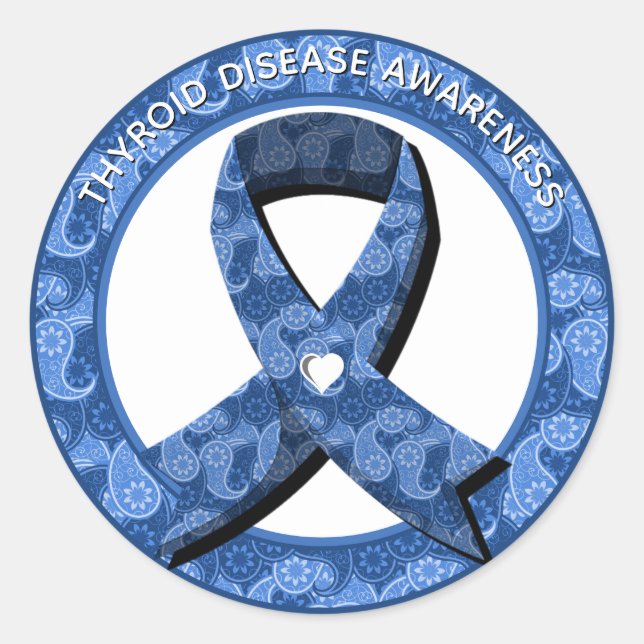 Blue Paisley Awareness Ribbon Runt Klistermärke (Framsida)