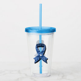 Blue Paisley Awareness Ribbon White Heart Take Away Mugg