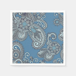 Blue Paisley Cocktail Napkins Pappersservett
