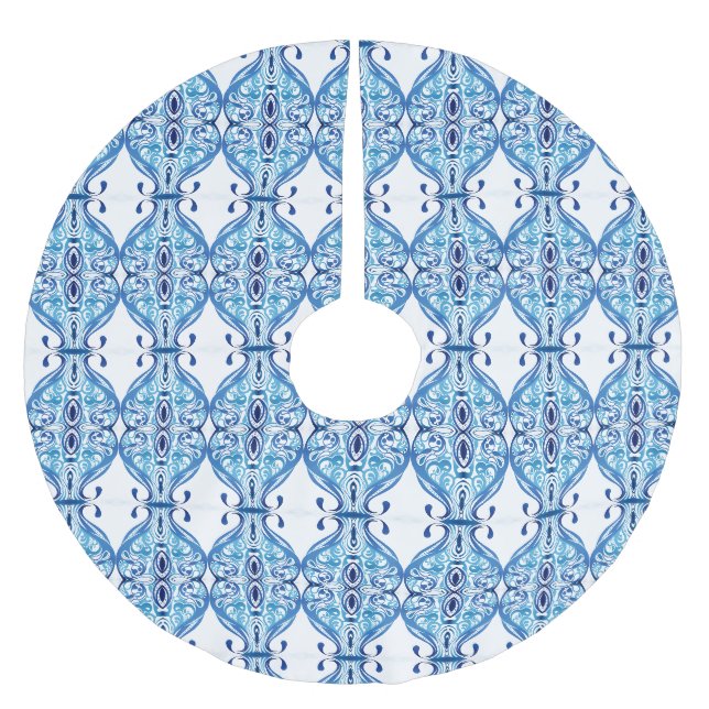 Blue Paisley Julgransmatta Borstad Polyester (Framsidan)