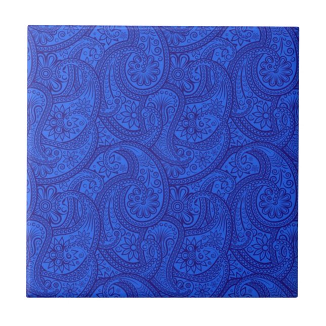 Blue Paisley Kakelplatta (Framsidan)