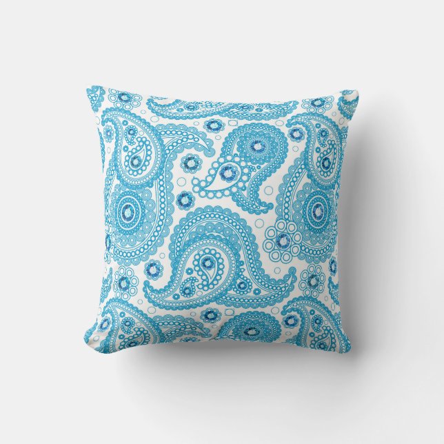 Blue Paisley med diamanter Kudde (Framsida)