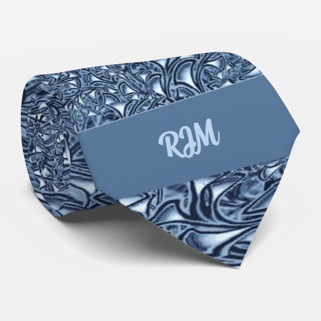 Blue Paisley Monogrammed Anpassningsbar Slips (Rullad)